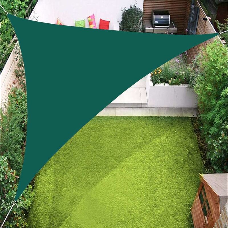 Auvent Triangulaire de voiles d'ombrage, Couverture d'auvent de Bloc UV de 98% pour la Cour extérieure de Jardin de pelouse de Patio Vert