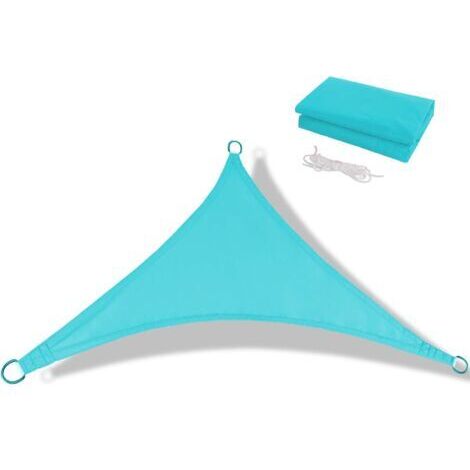 Auvent triangulaire pour camping, jardin, plage, parc, abri extérieur, toile de protection solaire bleu lac 333 m², résistante aux UV et à la pluie.