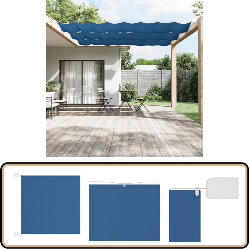 Auvent vertical Bleu 100x420 cm Tissu oxford - Parasol - Voile D'ombrage - Écran De Balcon - Intimité Balcon - Décoration Extérieure