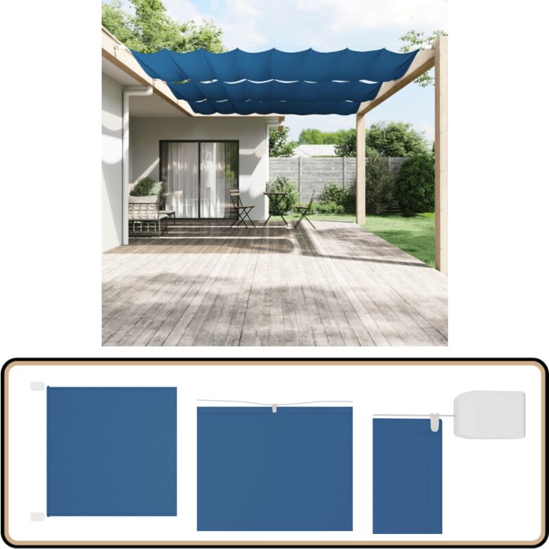 Auvent vertical Bleu 250x360 cm Tissu oxford - Parasol - Voile D'ombre - Protection Solaire - Intimité Balcon - Écran De Balcon