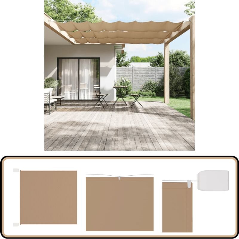 Auvent vertical Taupe 100x1200 cm Tissu oxford - Auvent Vertical - Écran De Balcon - Protection Solaire - Intimité Balcon - Parasol Vertical