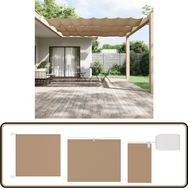 Auvent vertical Taupe 140x600 cm Tissu oxford - Auvent Vertical - Écran De Balcon - Intimité Balcon - Parasol - Voile D'ombrage