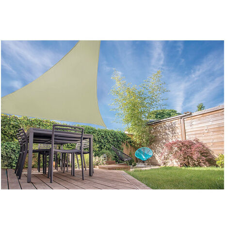 Auvent voile triangle couleur : sable 3,6x3,6x3,6m ambiance