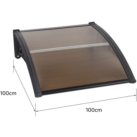 Auvent de Porte & Marquise d'accueil teintée, en aluminium et PC, 100 x 100 cm, marron