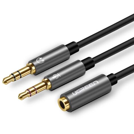 AUX 3,5 mm Mini-Klinken-Splitter-Adapter für Mikrofon und Kopfhörer, schwarz