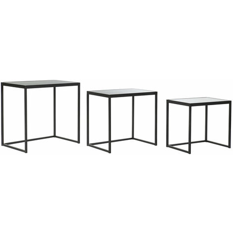 Auxiliariariary Table Set 3 Metallglas 58x36.5x53.5 Metallglas mehrfarbiger Farbfamilienhilfstabellen Details