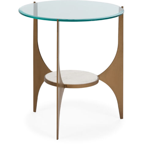 Auxiliary Tabelle 54x54x61 Alte Gold Metall/Weißmarble/Glasmöbel/Hilfstische für alle Stile, um dem Haus eine Note zu verleihen