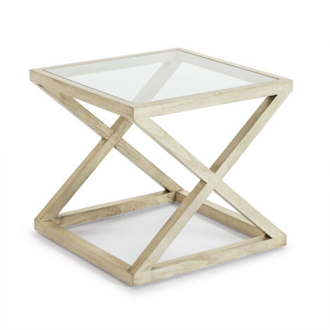 Auxiliary Tabelle 60x60x55 Glas / Holz weiße Segel / Hilfstische für alle Stile, um zu Hause eine Note zu verleihen