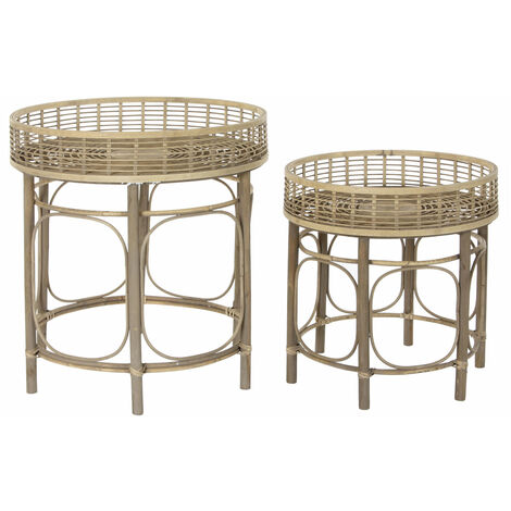 Auxiliary -Tabelle Set 2 Ratan 61x61x64 49,5x51 Ratan Material Multicolor Color Family Hilfstabellen Details