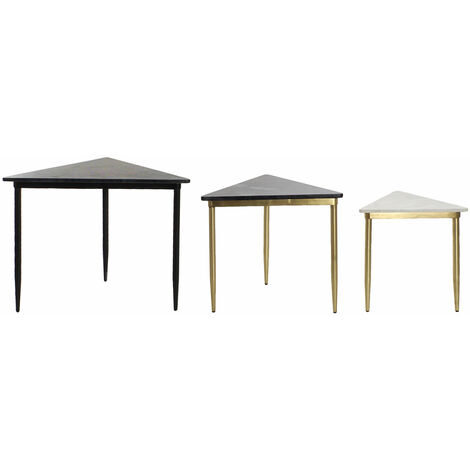 Auxiliary -Tabelle Set 3 Marmor 68x46.5x53 Auxi Tabelle Metall Metall Metall Metall Multicolor -Familie Hilfstabellen Details
