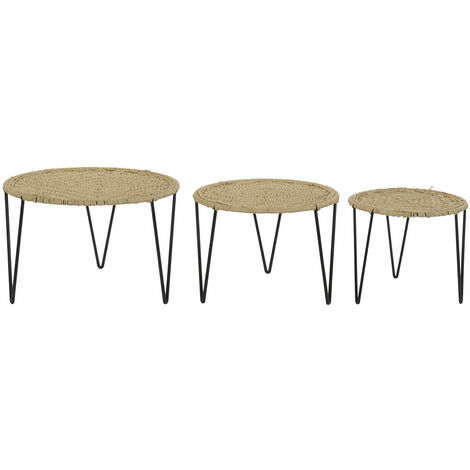 Auxiliary -Tabelle Set 3 Metallseil 62x62x40.5 Metallseil mehrfarbige Farbmaterialfamilienfamilienhilfstabellen Details