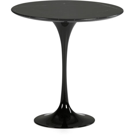 Auxiliary Table 50x50x50 Schwarzer Marmor / Schwarz -Glas -Fasermöbel / Hilfstische für alle Stile, um dem Haus eine Note zu verleihen