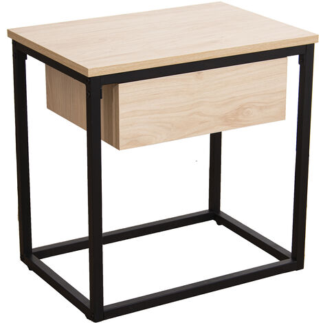 Auxiliary Tisch schwarzes Holz Naturholz 50x35x50 cm, Holz: DMPOUR Alle Stile, um zu Hause eine Note zu verleihen