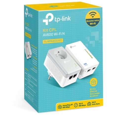 AV600 Powerline Wi-FI KIT Qualcomm 30 TP-Link TL-WPA4225KIT - Pont - HomePlug AV (HPAV) - 802.11b/g/n - Branchement mural
