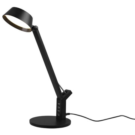 AVA LAMPADA DA STUDIO LED 5,2W 600lm, 3000+4000+6500K NERA CON 4 PRESE USB E TOUCH DIMMER H. 40,4CM