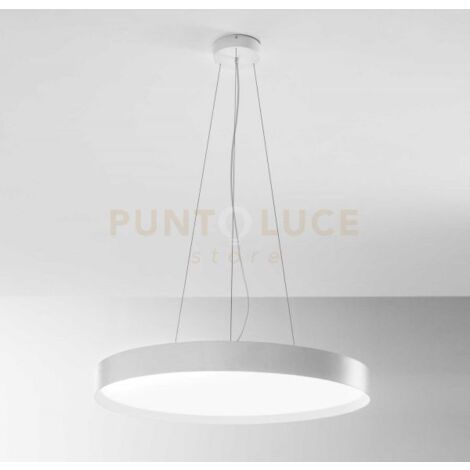 AVA S/M - LAMPADARIO A SOSPENSIONE BIANCO A LED 3000-4000K 8500-8900LM 80W+12W DOPPIA EMISSIONE DIMMERABILE D.80CM