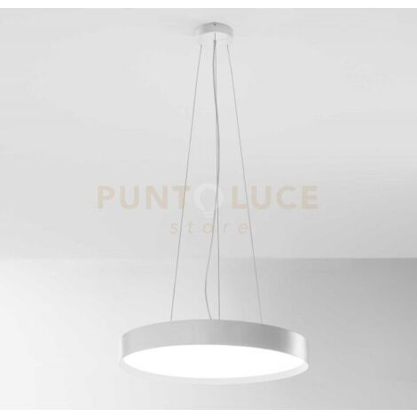 AVA S/P - LAMPADARIO A SOSPENSIONE BIANCO A LED 3000-4000K 6300-6600LM 60W+10W DOPPIA EMISSIONE DIMMERABILE D.60CM