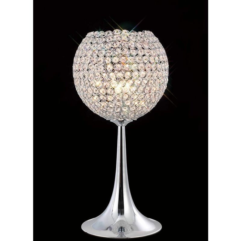 09diyas - Ava Table Lamp 3 Bulbs polished chrome / crystal