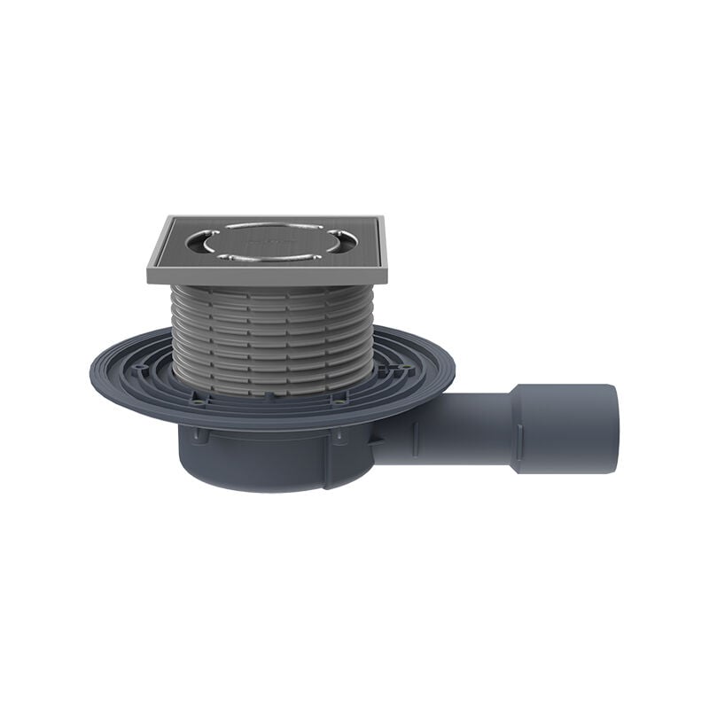 Ferrari Srl - Avaloir de terrasse/balcon DN40/50 horizontal, 123x123mm/115x115mm, collecteur d'impuretés