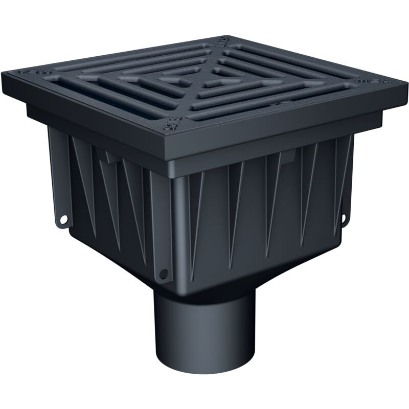 MEA - Siphon de Sol extérieur/Avaloir de Cour en Plastique recyclé park avec Grille Fonte B125 pour Le Drainage ponctuel des eaux de pluies. Passage
