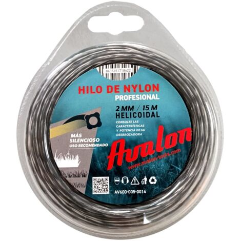 Avalon - Filo elicoidale in Nylon Universale per decespugliatore e Tosaerba (2 mm x 15 m)