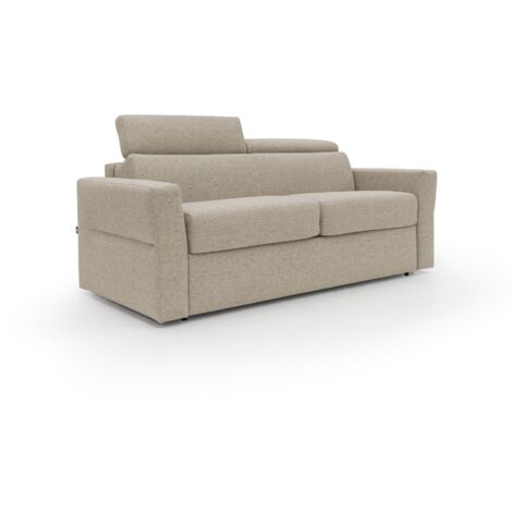 Avalon Sofá cama con colchón de 18 cm de altura en tejido impermeable 220 cm (160x197 cm) Beige