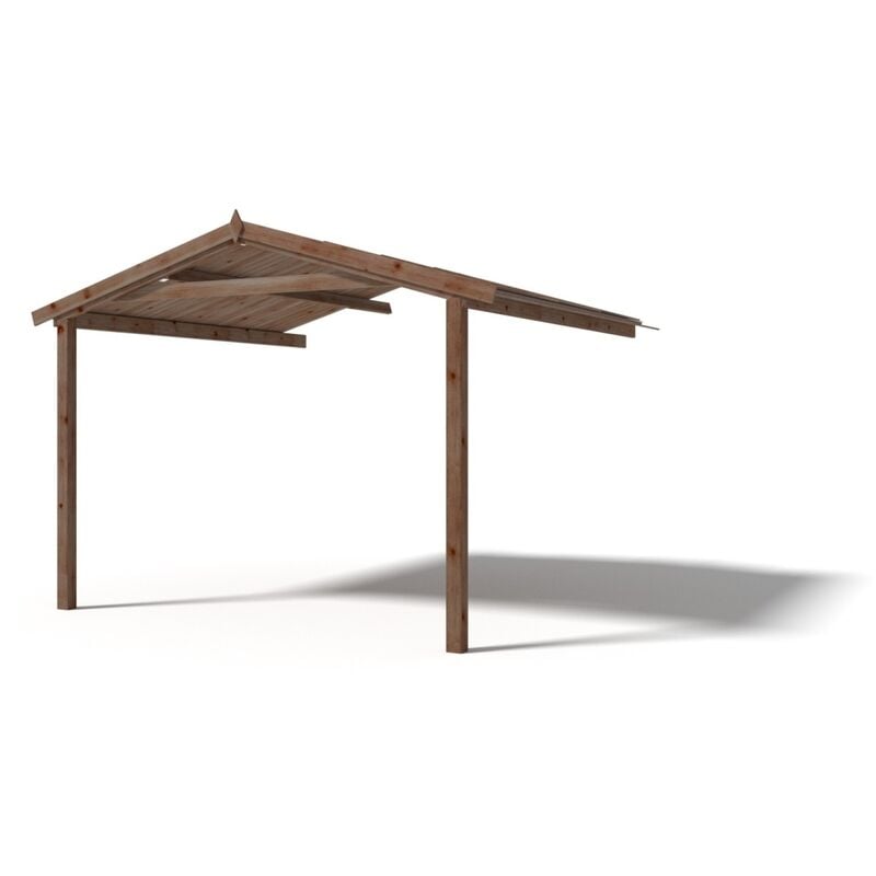 Altanka - Avant-toit en bois 3x3m pour le chalet de jardin 3m, traité, marron