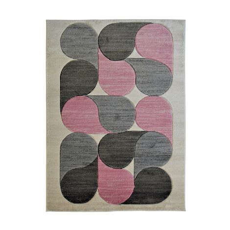 AVANT GARDE BUBBLE - Tapis look seventies bubble gris rose 120x170