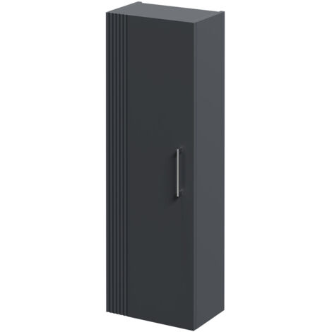 Avant Satin Anthracite 400mm x 1200mm Wall Mounted Tall Storage Unit with Single Door and Polished Chrome Handle