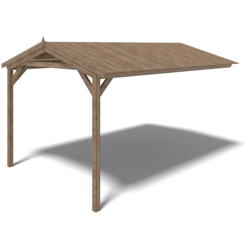 Altanka - Avant-toit en bois 4x2,76m pour le chalet de jardin 4m, traité, marron
