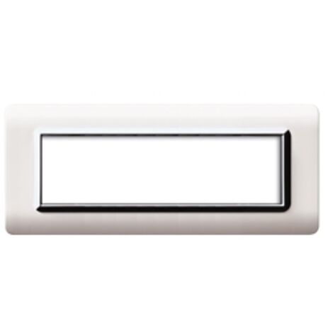 Ave Placa de tecnopolímero Sistema 44 marco blanco cromado 7 módulos 44PY07BLC