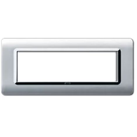 Ave Placa de tecnopolímero Sistema 44 Marco de aluminio cromado natural 7 módulos 44PY07ALS