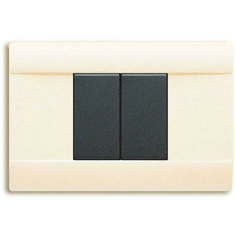 Ave placca 2 moduli bianco blanc sabbia in tecnopolimero 45p02bp
