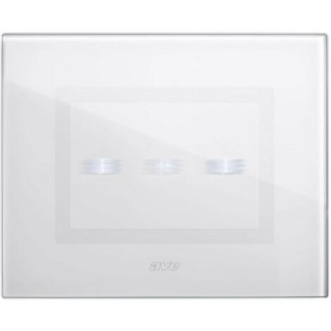 Ave Plaque tactile en verre 3 modules pour 3 commandes cachées couleur Blanc finition polie 44PVTC3BL