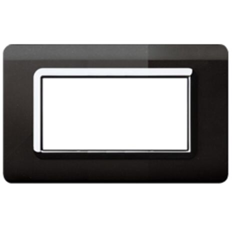 Ave plaque technopolymère Sistema 44 noir chrome absolu cadre 4 modules 44PY04NAL