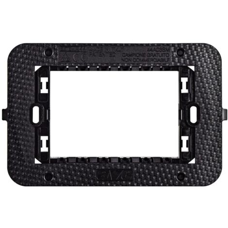Ave supporto smart44 nero con viti  3moduli 44a03sm