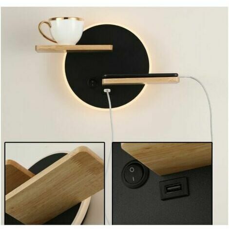 Avec Port Usb Lampe Murale Moderne Avec Interrupteur Lampe De Lecture Lampe De Chevet Éclairage Veilleuseapplique Murale Intérieur Led 301912Cm Noir [Classe Énergétique A]