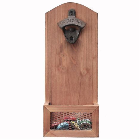 Avec récupérateur de capsules, support mural vintage en bois pour hommes et amateurs de bière.