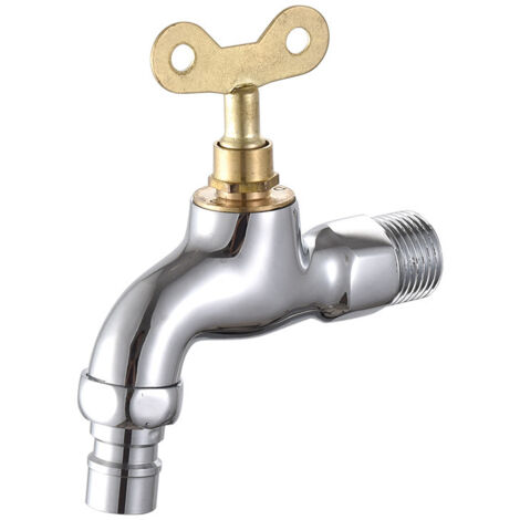 Avec serrure robinet cuivre machine à laver robinet 4 points antivol buse d'eau galvanoplastie avec clé cuivre valve noyau robinet