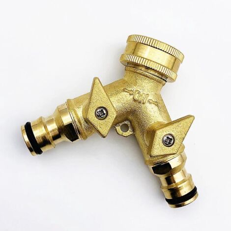 avec Sucette Double Sortie Robinet Jardin - Robinet Double Sortie En Laiton Robuste Pour Robinet Jardin Exterieur, Anti-fuite Raccord Robinet Pour