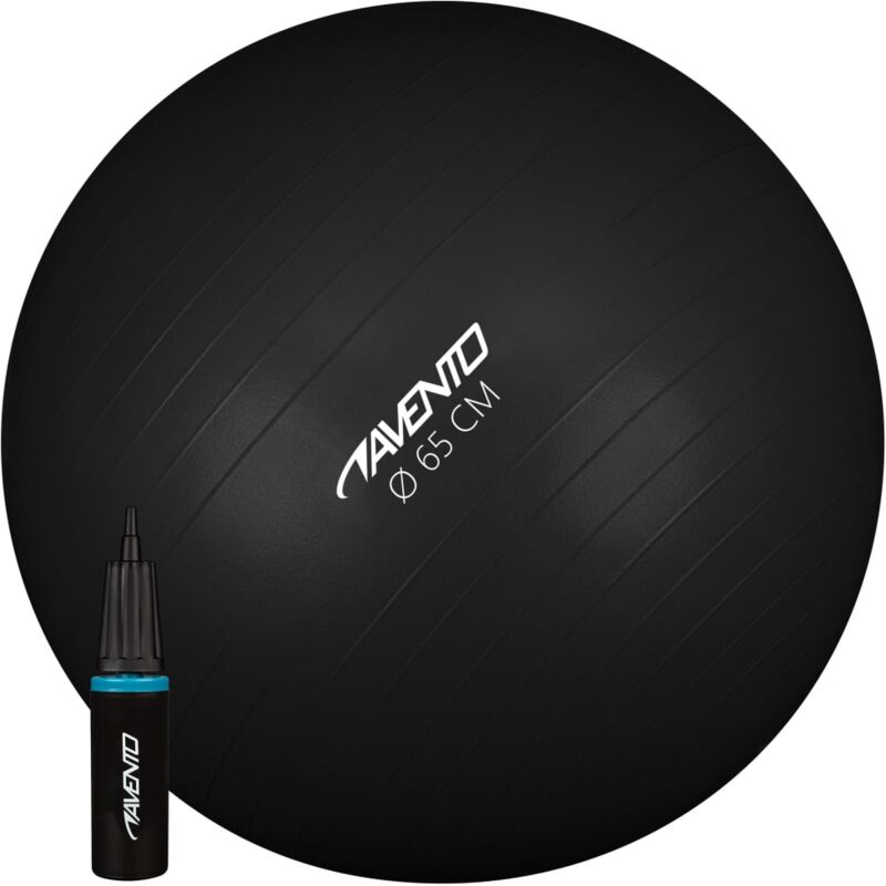 

Avento Pelota de fitnes/gimnasio y bomba negra 65 cm diámetro - Negro