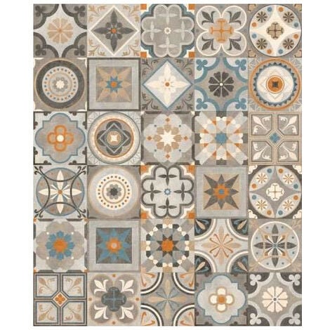 AVENUE DECO - Carrelage patchwork à motifs grand format - Gris, Anthracite, Orange, Bleu, Taupe