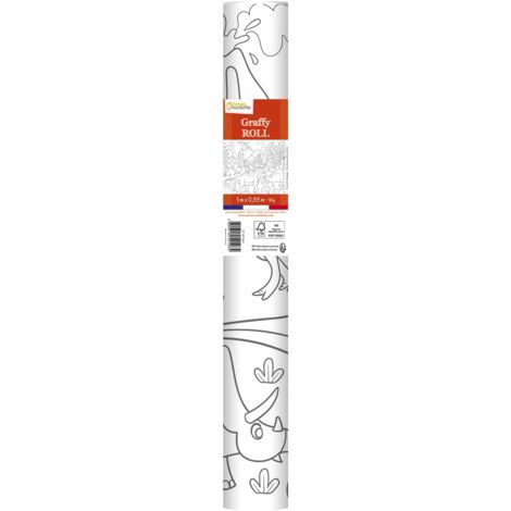 AVENUE MANDARINE GY126C - Graffy Roll - Rotolo5m x 35cm - Poster 90g Prestampato, Disegno 50cm ripetuto 10 volte - Poster Gigante da colorare - Tema Dinosauri