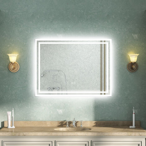 AVER-GROWTH 100x60cm Bathroom LED Mirrors with Bluetooth Speaker,3 Colors Adjustable, Anti-Fog,Memory Function,IP44