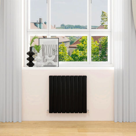 AVER-GROWTH Black Radiator Horizontal Flat Panel Double Panel Rad 600x612mm