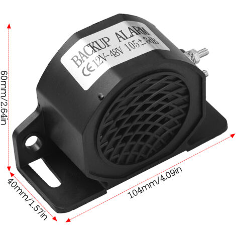 Avertisseur sonore de recul 12V-48V 105±3dB(A) pour voiture, aspirateur BiBi, alarme sonore de recul étanche IP67 pour camions, excavatrices et engins de chantier.