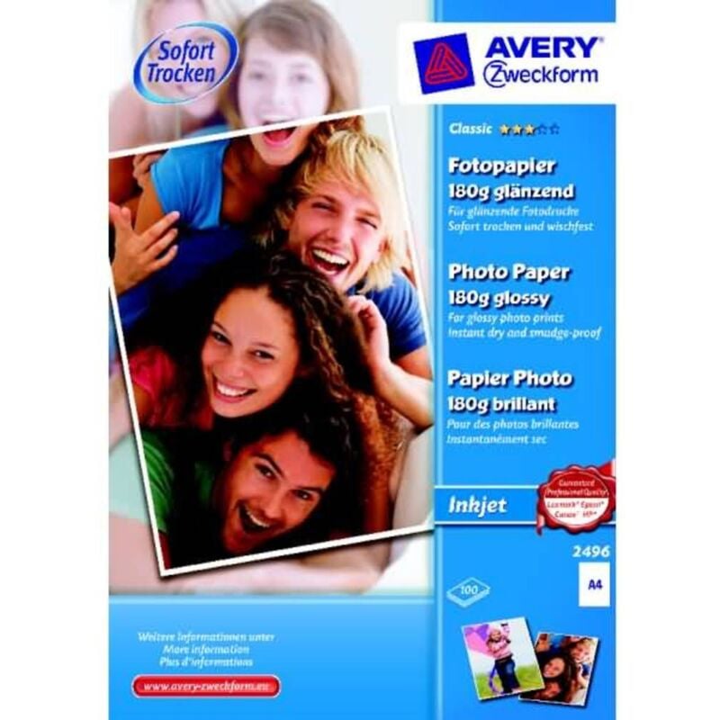 Image of Zweckform Classic Photo Paper Inkjet 2496 Carta fotografica din A4 180 g/m² 100 Foglio Lucida - Avery