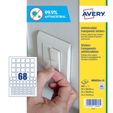 Avery AM00SA4 etiqueta autoadhesiva Plaza Permanente Transparente 680 pieza(s)