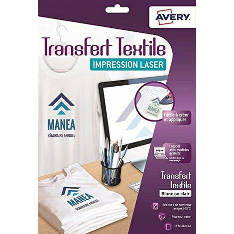 Avery c9403 – 15 carte trasferimenti Maglietta/Tessile A4 bianco/chiaro