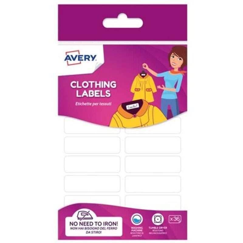 Avery Clothing Labels 45x13 White PK36